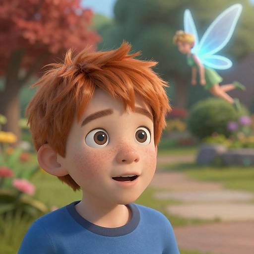 Surprised Boy Meets Glowing Blue Fairy