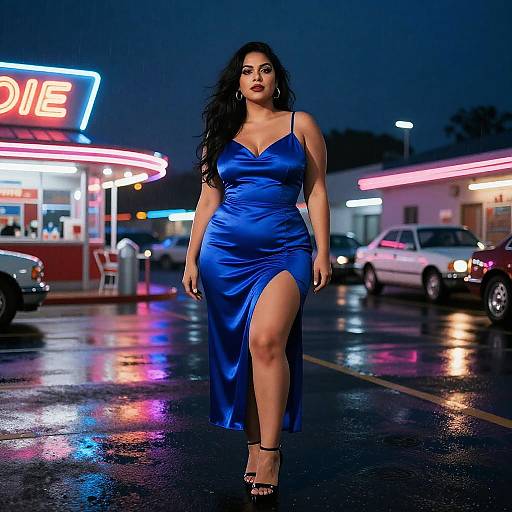 Cinematic Neon Portrait of Latina Model