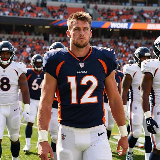 Muscular Male Football Player in Stadium