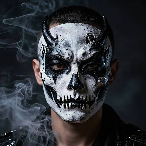 Dynamic Portrait with Black Metal Face Paint