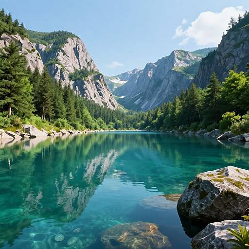 Serene 3D Mountain and Underwater Landscape