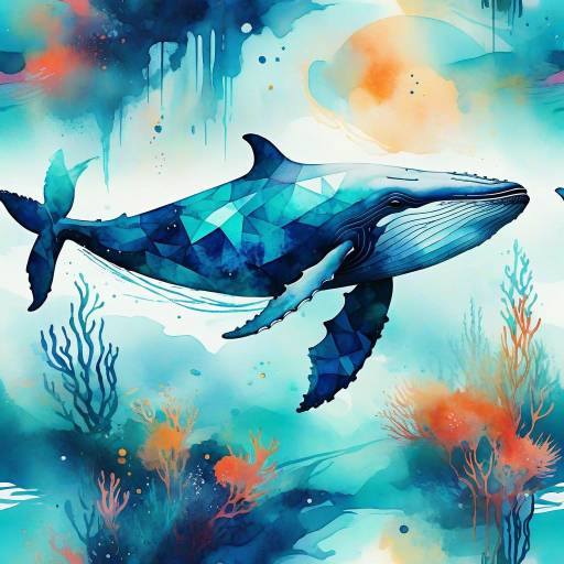 Impressionist Abstract Whale in Water
