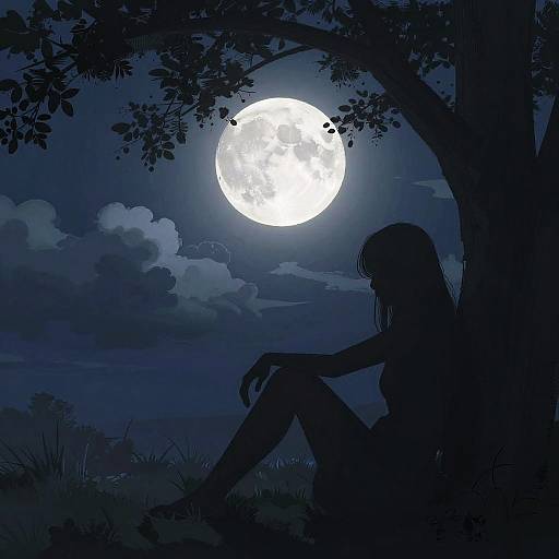 Moody Night Scene with Silhouetted Figure