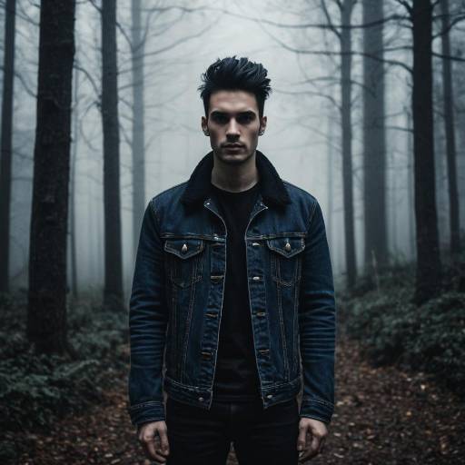 Man in Dark Denim Jacket in Foggy Forest