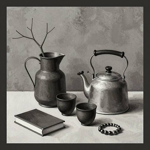 Monochrome Acrylic Still Life Illustration