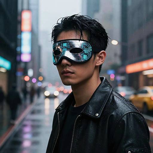 Cyberpunk Hero with Reflective Eye Mask