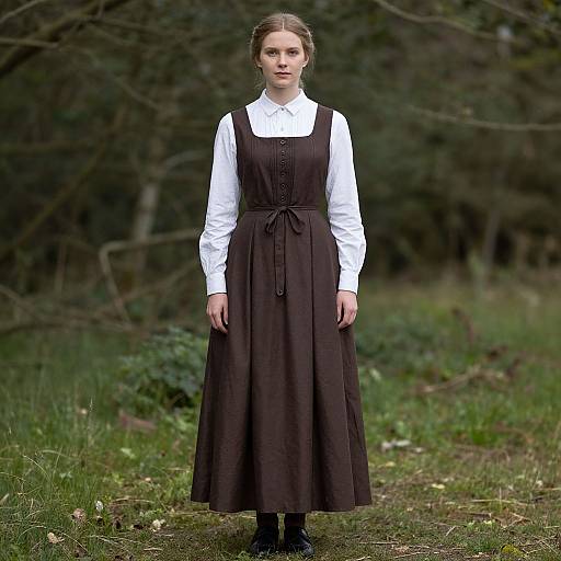Simple Victorian Woman's Brown Dress