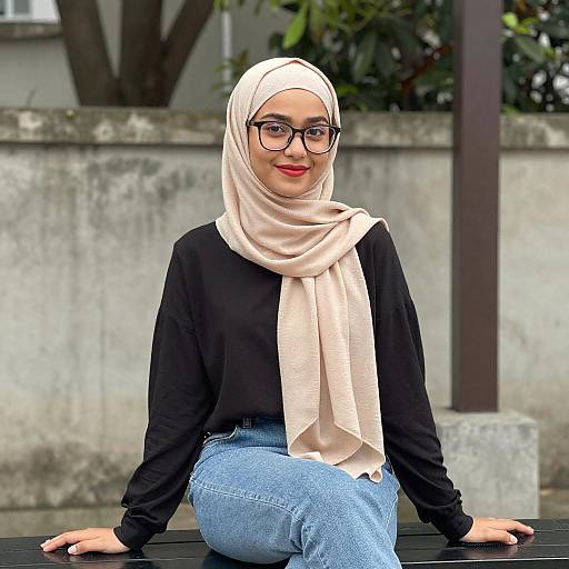 Confident Young Woman in Casual Outfit