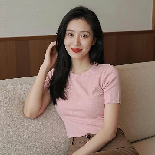 Portrait of Asian Woman on Couch