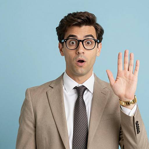 Surprised Man in Light Brown Suit