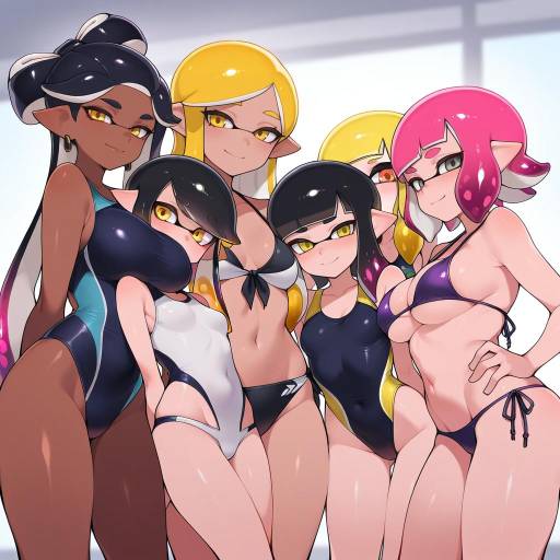 Swimsuit Characters with Tentacle Hair