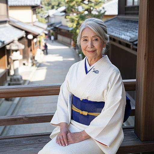 Elegant Elderly Woman in Traditional Japanese Attire