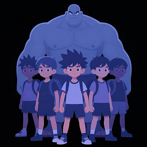 Vibrant Characters in Blue and Purple