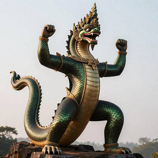 Sinuous Naga Guardian in Power Stance