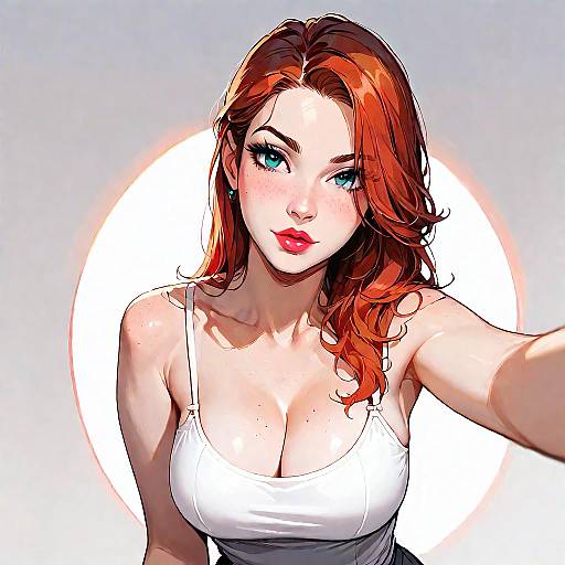 Redhead Woman Taking Selfie