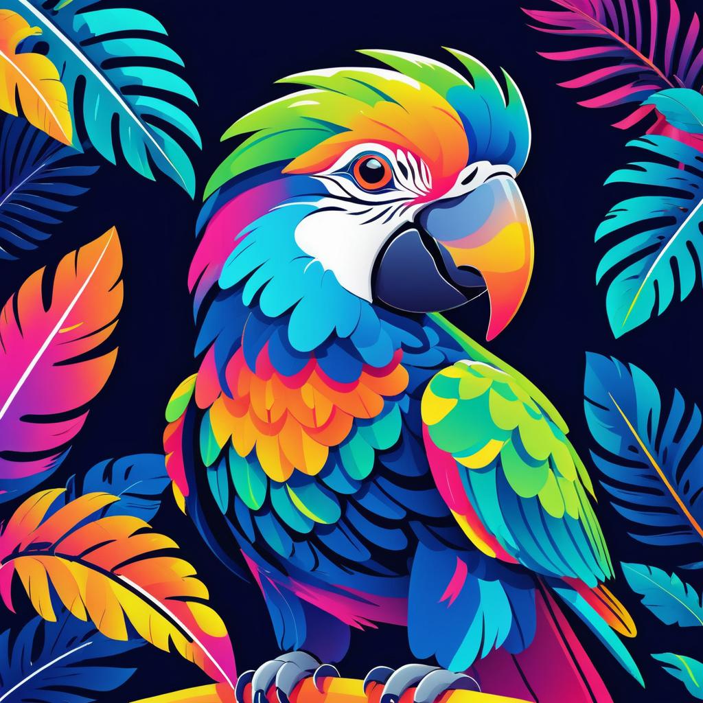 Vibrant Tropical Parrot Vector Design