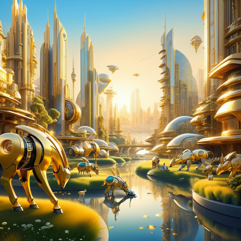 Serene Robotic Landscape in Future City