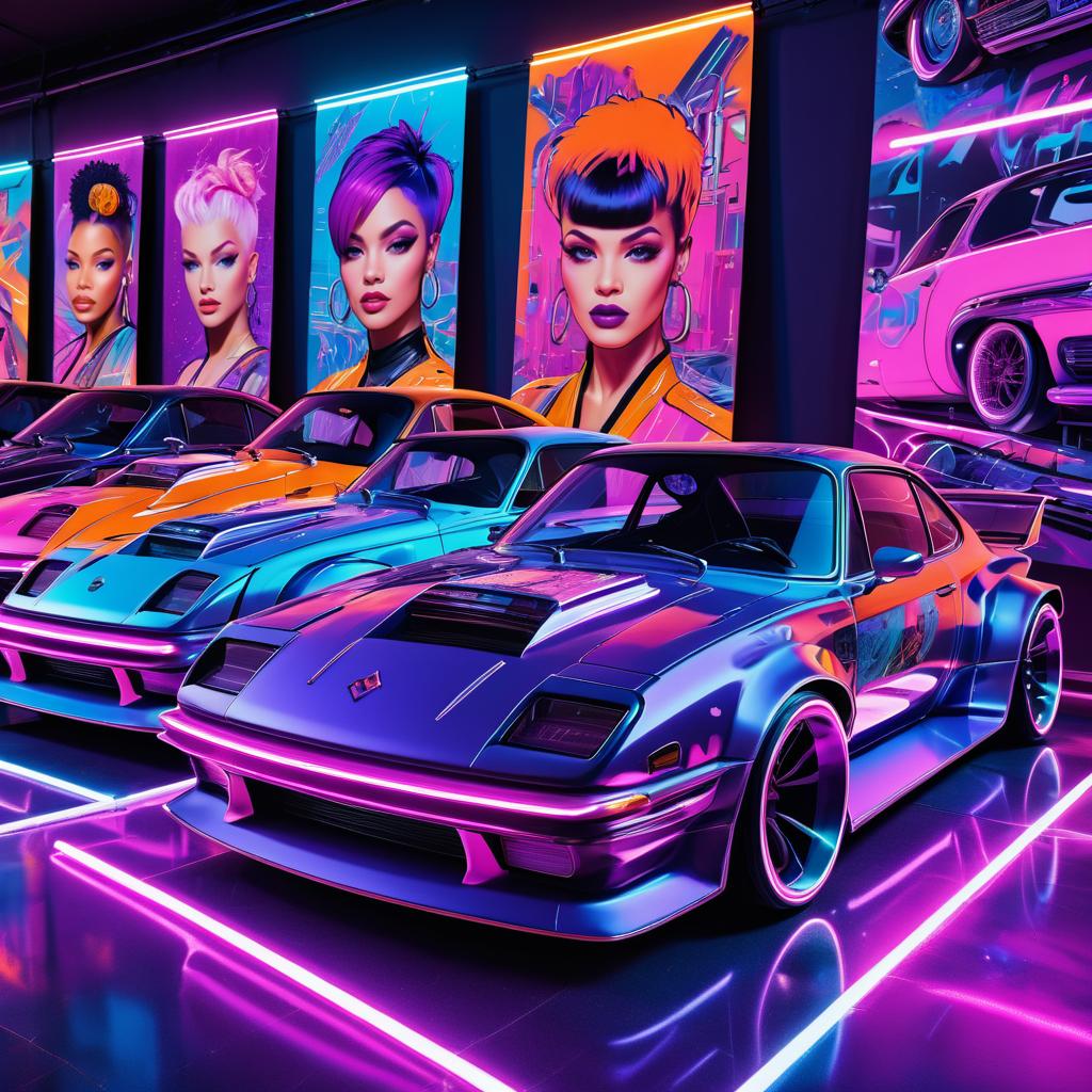 Futuristic Graffiti Sports Car Showcase