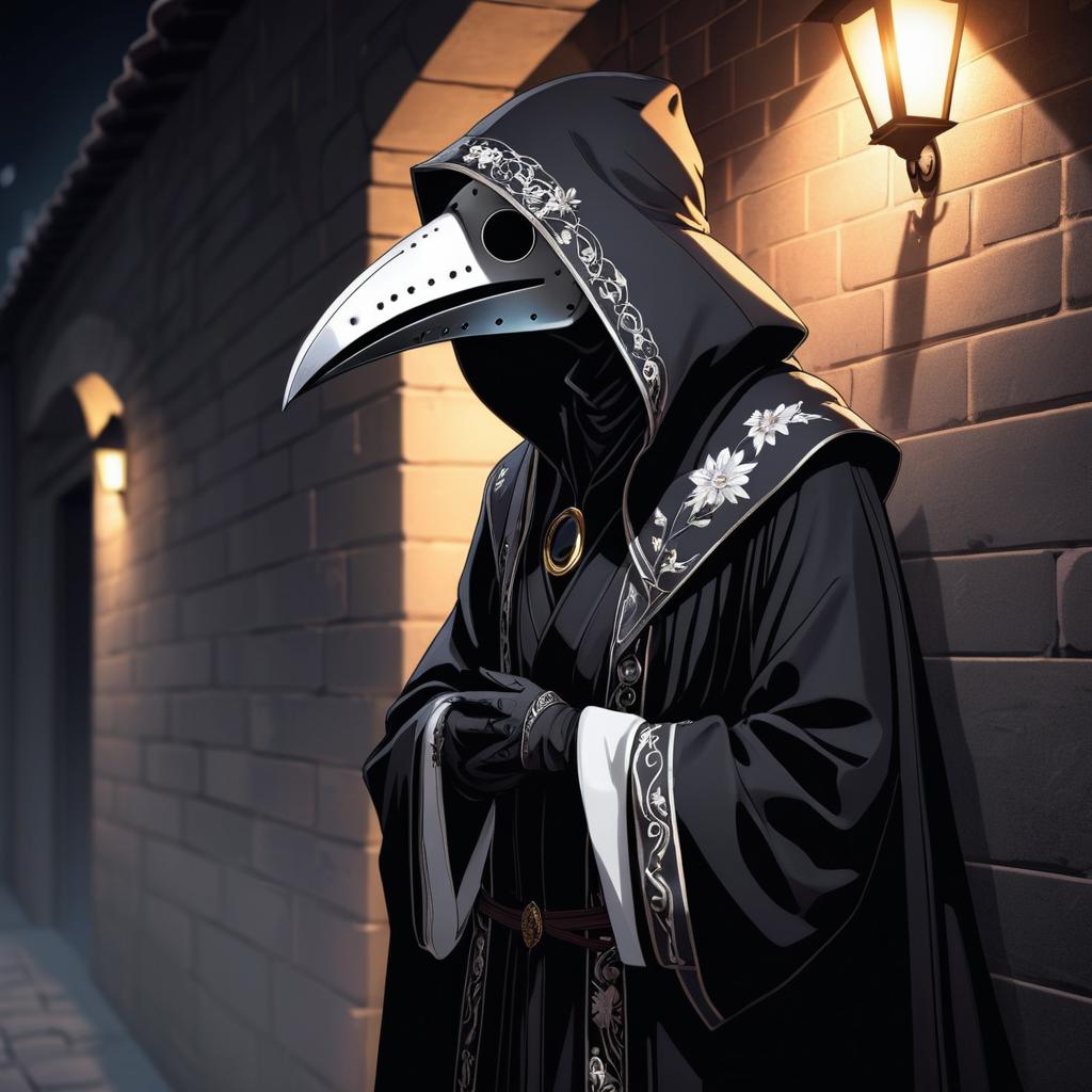 Ecchi Plague Doctor in Embroidered Robe