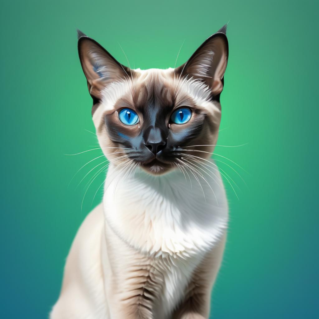 Stunning Siamese Cat Portrait in Green