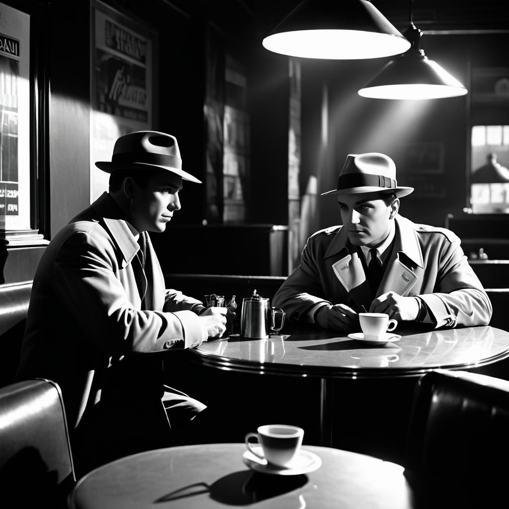 1960s Film Noir Diner Detective Scene