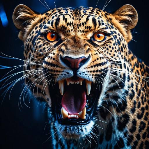 Menacing Leopard Snarling Close-Up