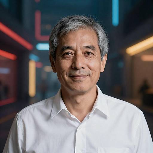 Portrait of a Graying Man in Abstract Art