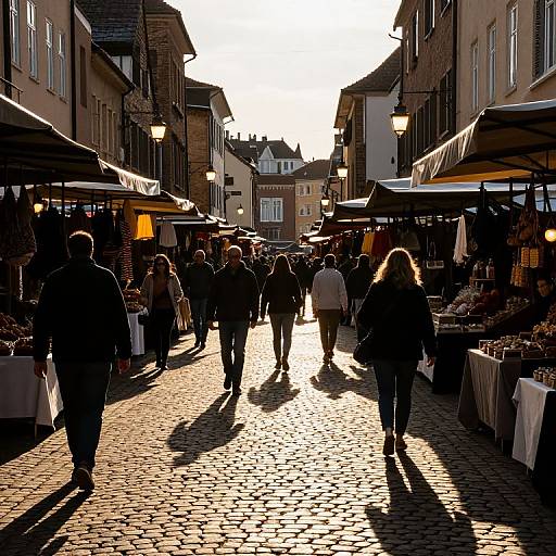 Sunlit Cobblestone Market Streets