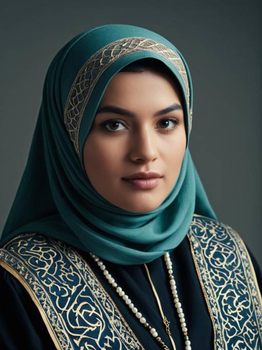 Woman in Islamic Outfit with Teal Hijab