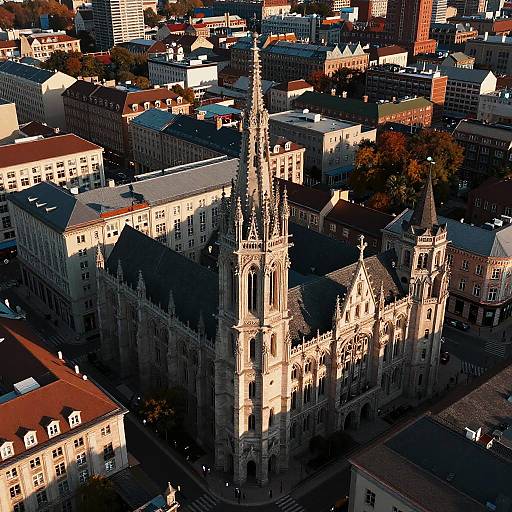 Aerial View of Gothic and Victorian Architecture