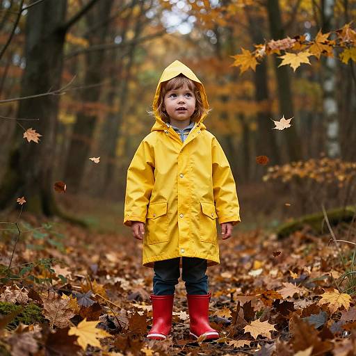 Curious Child in Enchanted Autumn Forest
