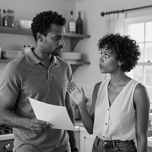 Serious Conversation in Kitchen