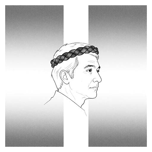 Minimalist Monoline Portrait with Leather Crown