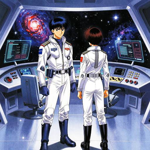 Futuristic Starship Pilots in Manga Style