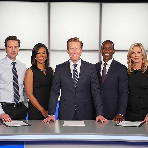 Diverse News Anchors at Broadcast Desk