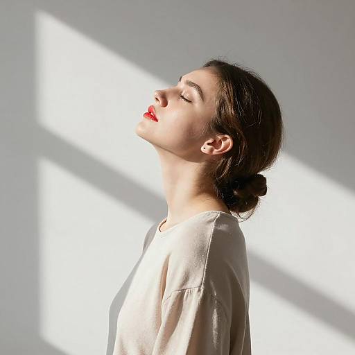 Sunlit Portrait of a Serene Woman