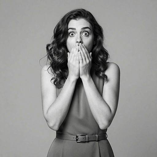 Shocked Woman in Black and White