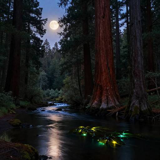 Moonlit Redwoods and Glowing Kelp