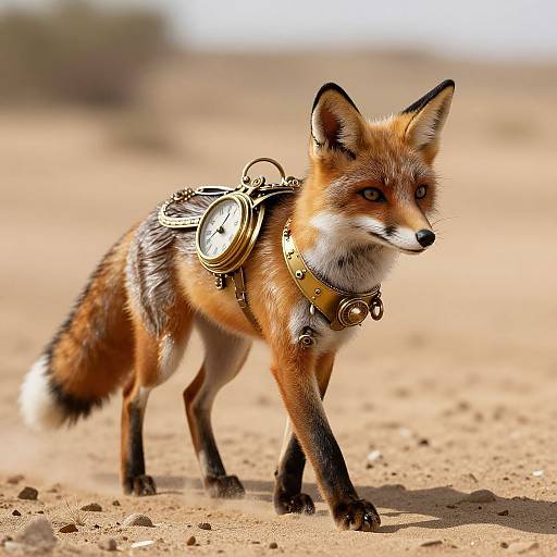 Steampunk Fox with Clockwork Harness