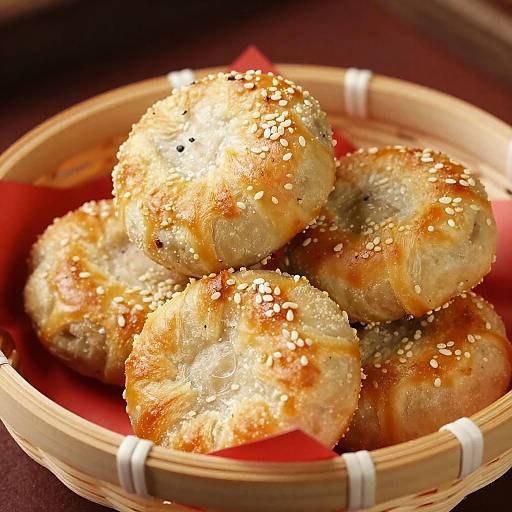 Golden Savory Pastries in Basket