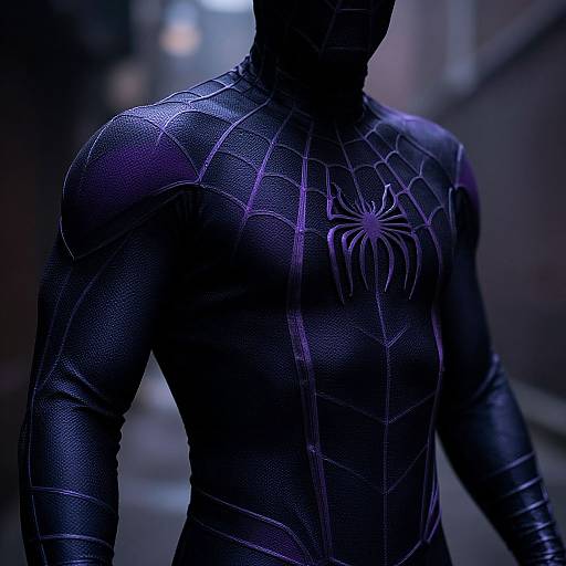 Close-Up Black Purple Spider Man Suit