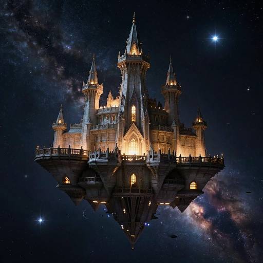 Starlit Floating Castle Fortress