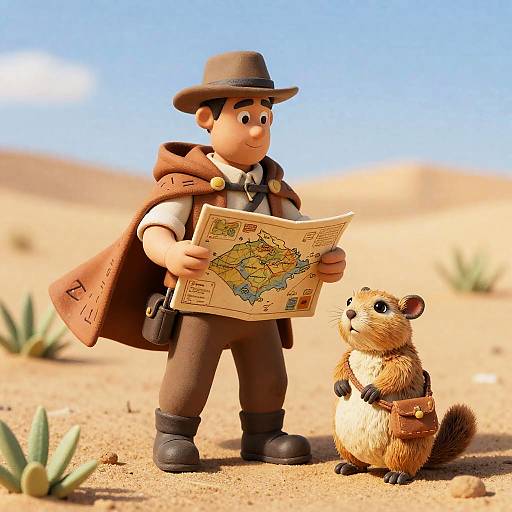 Brave Scout and Desert Jerboa in Sandy Desert