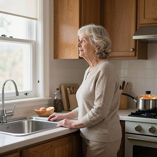 Elderly Woman in Cozy Kitchen