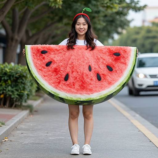 Woman in Watermelon Slice Costume