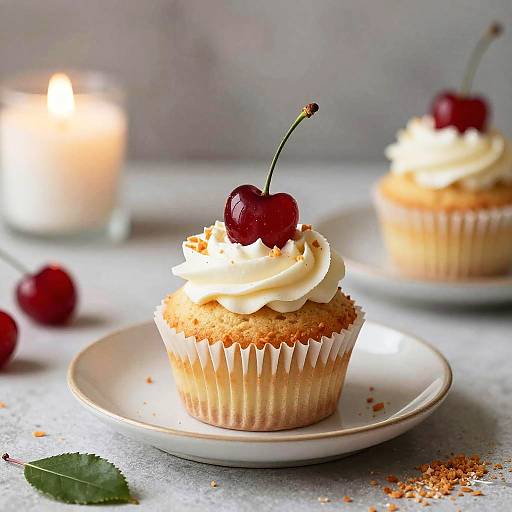 Toasted Coconut Cherry Cupcake Still Life