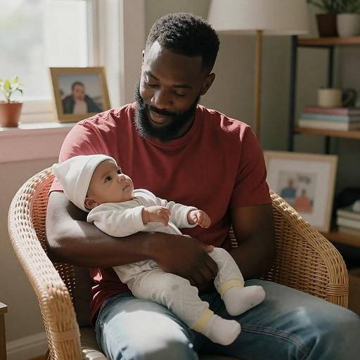 Sunlit Portrait of Father and Baby