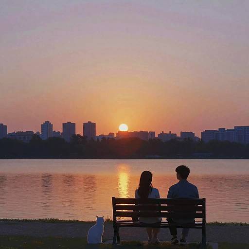 Romantic Sunset at Urban Park Lake