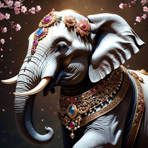 Elegant Elephant Among Cherry Blossoms