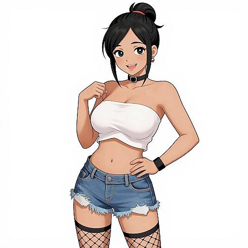 Cute Woman with High Ponytail Pose